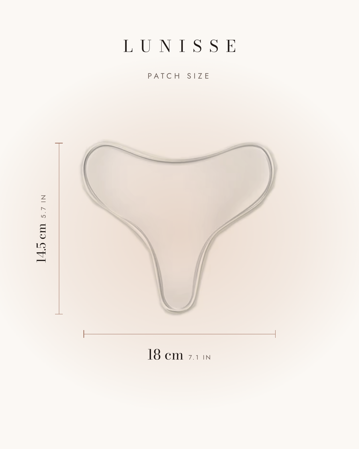 Lunisse patch size, 18 by 14.5 cm